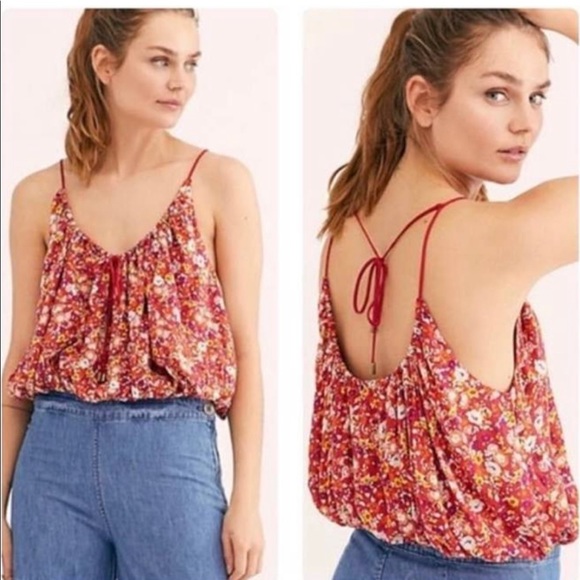 🌈 Free People Daisy Babe Red Tank.Top🌈 - Picture 1 of 8